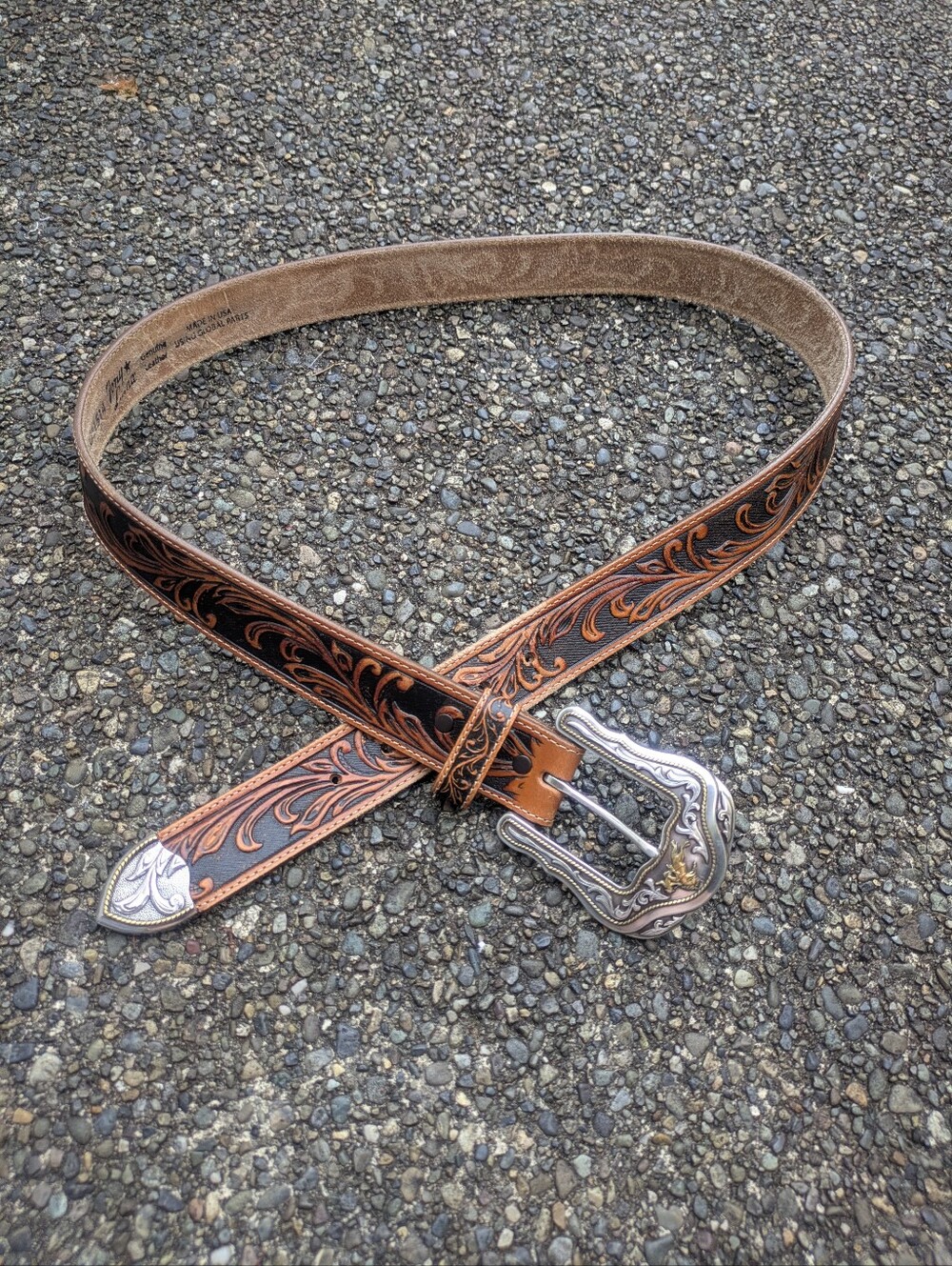 Tony Lama Westerly Ride Tooled Leather Belt